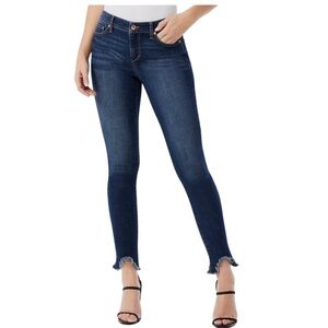 Sofia by Sofia Vergara Sharkbite Hem Ankle Jeans Distressed Blue Size-14 NWT